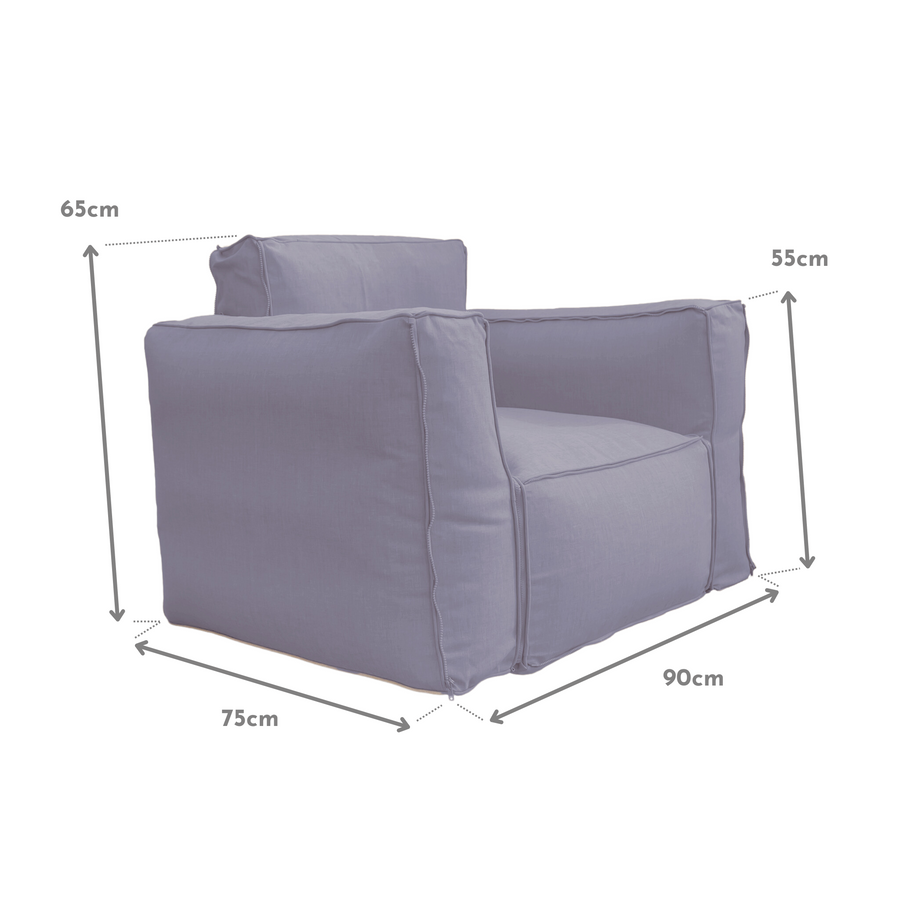 Poltrona modulare Grigio Ciottolo fornita con cuscino decorativo e pompa elettrica