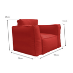 Coussin pour fauteuil de jardin modulable 90x75 cm en tissu Olefin terracotta avec cœur gonflable et pompe incluse.