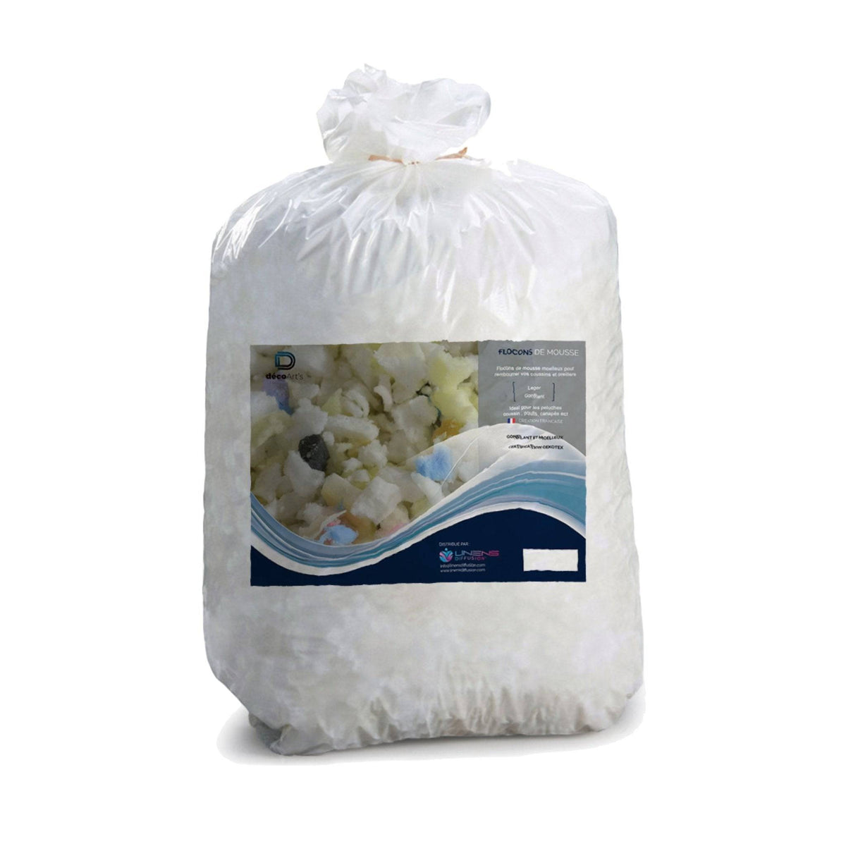 Sacco da 1 kg di fiocchi di gommapiuma riciclata per imbottitura, 50 litri